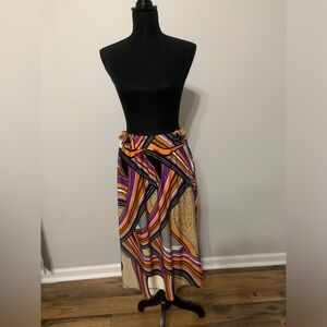 Robert Louis Multicolored Stretched Midi Skirt, Size M